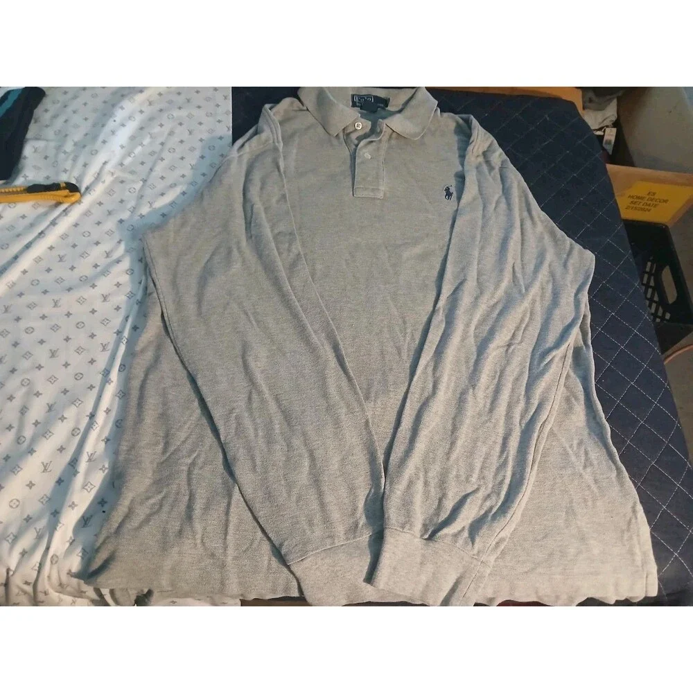 Ralph Lauren Polo Grey Solid With Blue Pony Size XL Dress Shirt